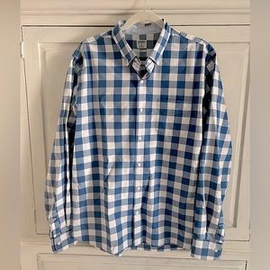 BONOBOS blue gingham button down shirt, slim fit, size Large